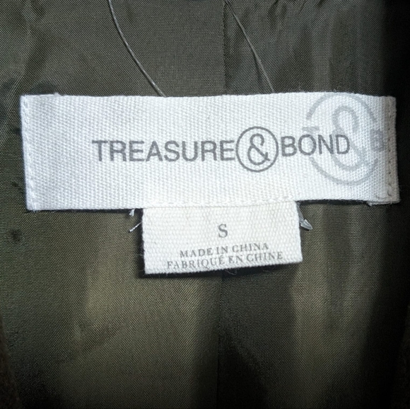 NWT Treasure & Bond Mixed Media Utility Coat Brown Olive Plaid Mix Size S - Picture 9 of 11